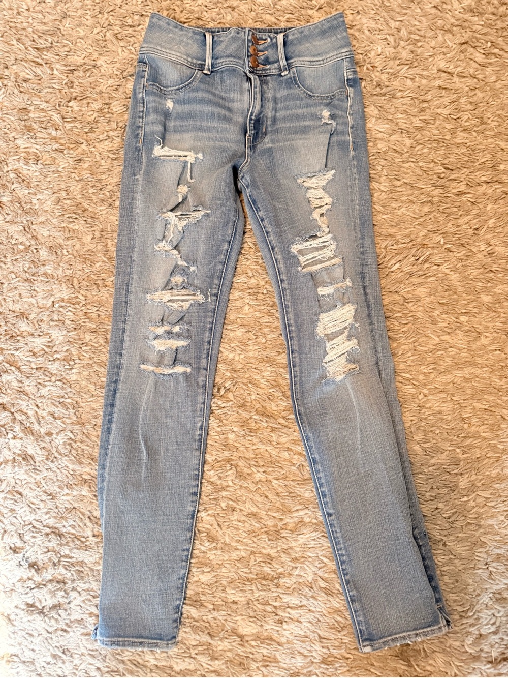American Eagle Outfitters Light Blue Ripped Skinny Jeans